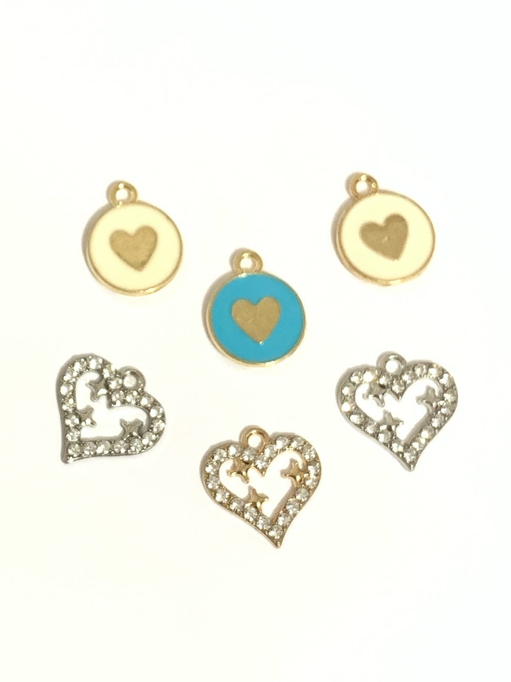 New Gold and Turquoise Heart Charm Set